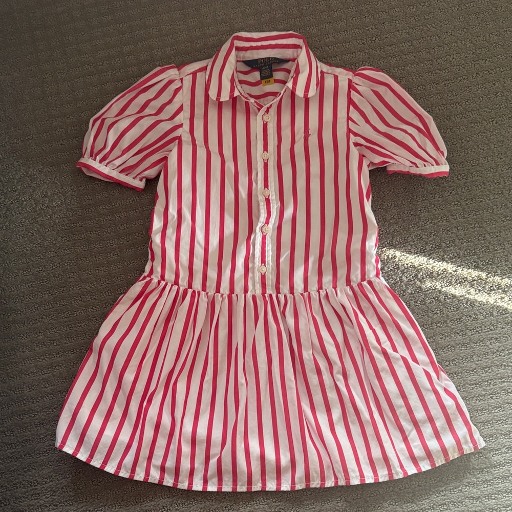 Polo by Ralph Lauren Pink and White Striped Kids Dress